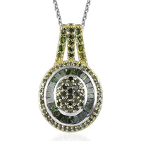 Green Diamond Marquise Cluster Pendant Necklace 20 Inches in Platinum Over Sterling Silver 1.00 ctw