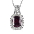 Orissa Rhodolite Garnet and White Zircon Halo Pendant Necklace 20 Inches in Platinum Over Sterling Silver 2.25 ctw - Sticky add to cart bar