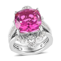 Radiant Orchid Quartz and Natural White Zircon Set of 2 Stackable Ring in Platinum Over Sterling Silver (Size 6.0) 7.90 Grams 7.25 ctw (Delivered in 3-5 Business Days)