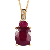 TLV Niassa Ruby (FF), White Topaz Pendant Necklace (20 Inches) in Vermeil YG Over Sterling Silver 9.40 ctw