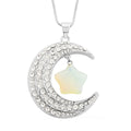 White Crystal Cocktail Pendant Necklace 29-31 Inches in Silvertone - Sticky add to cart bar