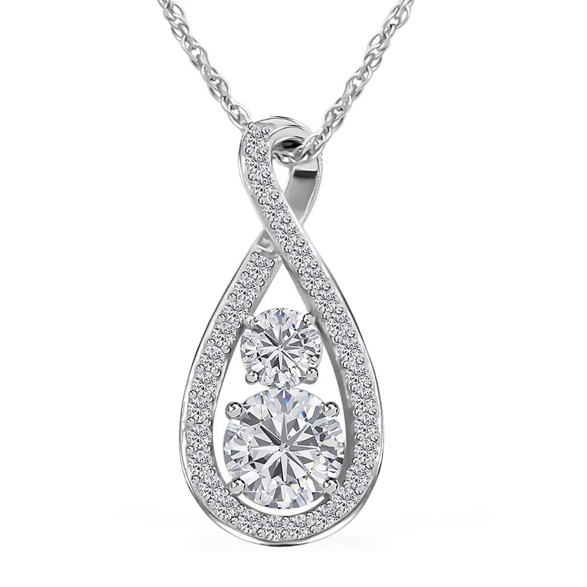 Forever Love Lab Created White Sapphire Necklace (Sterling Silver)