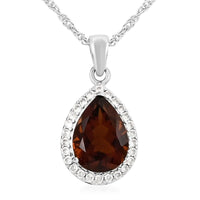 Cognac Topaz and Simulated Diamond Pendant Necklace 18-20 Inches in Sterling Silver 3.65 ctw