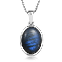 Malagasy Labradorite 15.00 ctw Solitaire Pendant in Platinum Over Sterling Silver with Stainless Steel Necklace 20 Inches