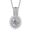 Moissanite (Ovl 9x7mm) Cocktail Pendant Necklace (20 Inches) in Platinum Over Sterling Silver 3.15 ctw - Sticky add to cart bar