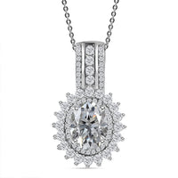Moissanite (Ovl 9x7mm) Cocktail Pendant Necklace (20 Inches) in Platinum Over Sterling Silver 3.15 ctw