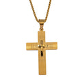Cross Pendant Necklace 24 Inches in ION Plated YG Stainless Steel - Sticky add to cart bar