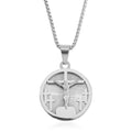 Bible Cross Coin Men's Pendant Necklace (24 Inches) in ION Plated YG Stainless Steel - Sticky add to cart bar