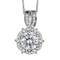Moissanite Pendant Necklace 20 Inches in Platinum Over Sterling Silver 2.00 ctw