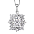 Radiant Cut Moissanite Pendant Necklace 20 Inches in Platinum Over Sterling Silver 3.40 ctw - Sticky add to cart bar