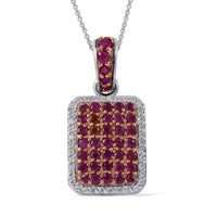 Premium Kanchanaburi Blue Sapphire and White Zircon Pendant Necklace 18 Inches in Platinum Over Sterling Silver 2.50 ctw