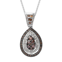 Red and White Diamond Pendant Necklace 20 Inches in Platinum Over Sterling Silver 1.00 ctw