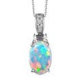 Premium Ethiopian Welo Opal and Moissanite Pendant Necklace 20 Inches in Platinum Over Sterling Silver 2.25 ctw - Sticky add to cart bar