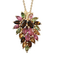 Multi-Tourmaline Leaf Pendant Necklace 20 Inches in Vermeil Yellow Gold Over Sterling Silver 2.10 ctw - Sticky add to cart bar