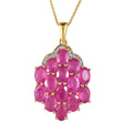 Ilakaka Hot Pink Sapphire (FF) and White Zircon Pendant Necklace 20 Inches in Vermeil YG Over Sterling Silver 8.25 ctw - Sticky add to cart bar