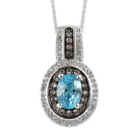 Premium Cambodian Blue Zircon, White and Champagne Zircon Halo Pendant Necklace 20 Inches in Platinum Over Sterling Silver 1.70 ctw