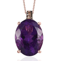 TLV Amethyst, Natural Champagne and White Diamond Pendant Necklace (20 Inches) in Vermeil RG Over Sterling Silver 14.40 ctw