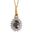 Tanzanian Platinum Spinel and Moissanite 1.15 ctw Sunburst Pendant Necklace in Vermeil Yellow Gold Over Sterling Silver 20 Inches - Sticky add to cart bar