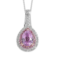 AAA Patroke Kunzite and Multi Gemstone Double Halo Pendant Necklace 20 Inches in Vermeil RG and Platinum Over Sterling Silver 1.75 ctw