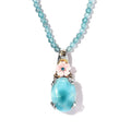 Larimar, Multi Gemstone Pendant with Beaded Necklace (18 Inches) in Platinum Over Sterling Silver 83.75 ctw - Sticky add to cart bar