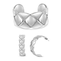 Pick of The Hour Diamond-cut Cuff Bracelet (7.0 In) and Latch Back Earrings in ION Plated YG Stainless Steel