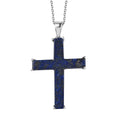 Karis Lapis Lazuli 24.25 ctw Cross Pendant in Platinum Bond and Stainless Steel Necklace 20 Inches - Sticky add to cart bar