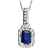 Tanzanian Blue Spinel (DF) and White Zircon Pendant Necklace 20 Inches in Platinum Over Sterling Silver 1.50 ctw