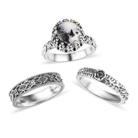 Artisan Crafted White Buffalo Set of 3 Stackable Ring in Sterling Silver 4.10 ctw