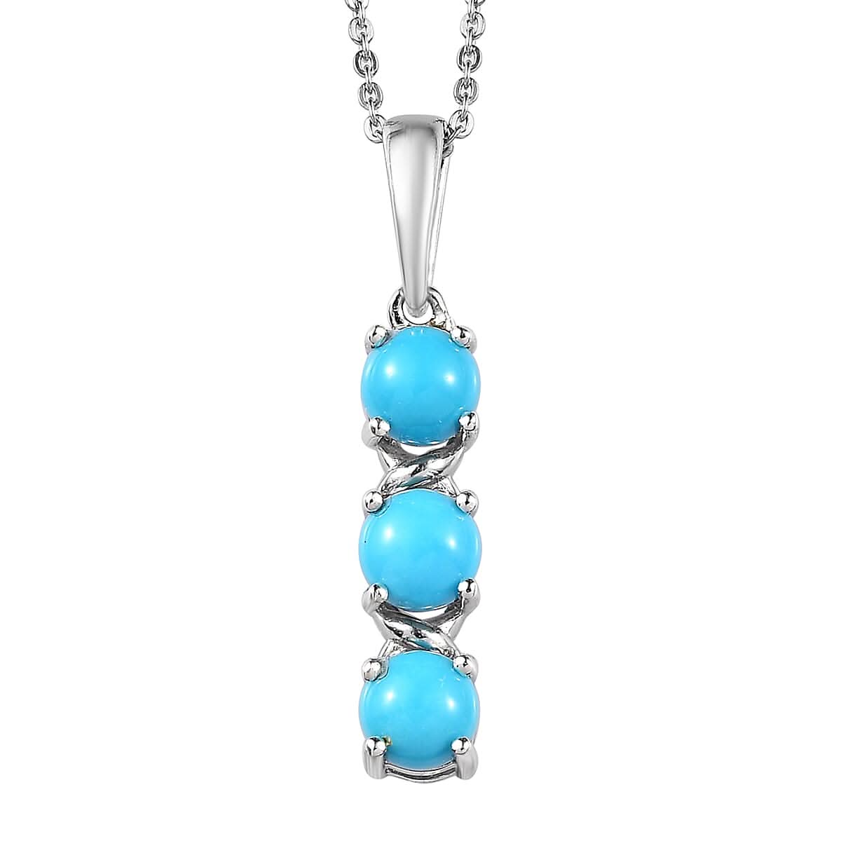 Premium Sleeping Beauty Turquoise Pendant Necklace 20 Inches in Platinum Over Sterling Silver 1.50 ctw