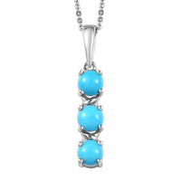Premium Sleeping Beauty Turquoise Pendant Necklace 20 Inches in Platinum Over Sterling Silver 1.50 ctw