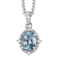 Mangoro Aquamarine and Moissanite Pendant Necklace 20 Inches in Platinum Over Sterling Silver 1.85 ctw