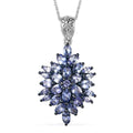 Tanzanite 4.70 ctw Floral Spray Pendant Necklace in Platinum Over Sterling Silver 20 Inches - Sticky add to cart bar