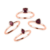Tanzanian Rhodolite Garnet Set of 4 Stackable Ring in Vermeil Rose Gold Over Sterling Silver 2.90 ctw