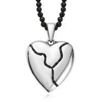 Ruby Heart Pendant with Thai Black Spinel Beaded Necklace (20 Inches) in Vermeil YG Over Sterling Silver 75.55 ctw