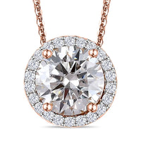 Moissanite Pendant Necklace 20 Inches in Vermeil Rose Gold Over Sterling Silver 2.70 ctw