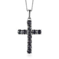 Parti Sapphire Cross Pendant Necklace (20 Inches) in Platinum Over Sterling Silver 3.50 ctw - Sticky add to cart bar