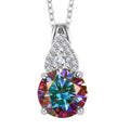 Dichroic Mist Moissanite and White Moissanite Pendant Necklace 20 Inches in Platinum Over Sterling Silver 1.85 ctw - Sticky add to cart bar