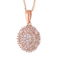 Natural Pink Diamond I3 Cluster Pendant Necklace 16-18 Inches in Vermeil Rose Gold Over Sterling Silver 0.50 ctw