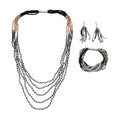 Turquoise Color Beaded Multi Layer Bracelet (7.50In) and Necklace 20 Inches and Earrings in Sterling Silver - Sticky add to cart bar