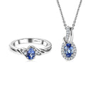 Ceylon Blue Sapphire, White Zircon Ring (Size 6.0), Pendant Necklace (20 Inches) in Platinum Over Sterling Silver (Del. in 7-10 Days) 1.30 ctw - Sticky add to cart bar