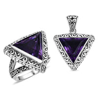 Bali Legacy African Amethyst Ring and Pendant in Sterling Silver 16.20 ctw (Del. in 7-10 Days)