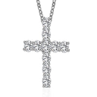 Moissanite Cross Pendant Necklace 20 Inches in Platinum Over Sterling Silver 1.65 ctw