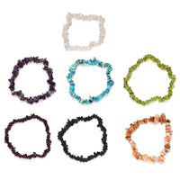 Set of 7 Multi Gemstone Chips Stretch Bracelet 359.10 ctw