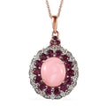 Peruvian Pink Opal and Multi Gemstone Cocktail Pendant Necklace 20 Inches in Vermeil Rose Gold Over Sterling Silver 7.35 ctw - Sticky add to cart bar