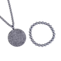 Terahertz Beaded Stretch Bracelet and Phoenix Pendant with Beaded Necklace 21 Inches in Sterling Silver 425.00 ctw