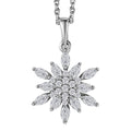 Moissanite Snowflake Pendant Necklace 20 Inches in Platinum Over Sterling Silver 1.15 ctw - Sticky add to cart bar