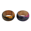 Set of 2 Purple and Brown Wooden Bangle Bracelet (7 in) 8.00 ctw - Sticky add to cart bar