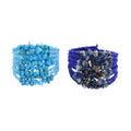 Set of 2 Turquoise and Blue Beaded Cuff Bracelet (Adjustable) 8.00 ctw - Sticky add to cart bar