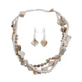 Black Seed Beaded Necklace 22 Inches and Dangle Earring in Stainless Steel - Sticky add to cart bar