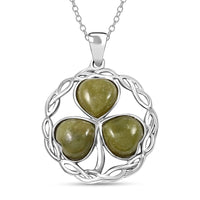 Connemara Marble Pendant Necklace 18 Inches in Platinum Over Sterling Silver 3.25 ctw
